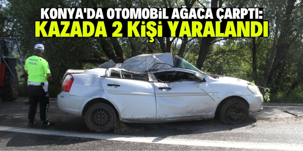 Konya'da otomobilin ağaca çarptığı kazada 2 kişi yaralandı