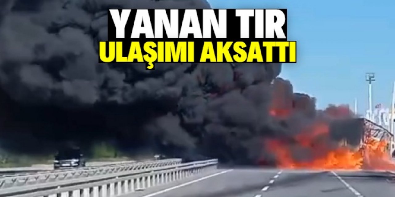 Konya-Ankara kara yolunda yanan TIR ulaşımı aksattı