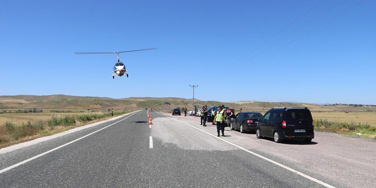 Konya'da "Cayrokopter" destekli trafik denetimi yapıldı