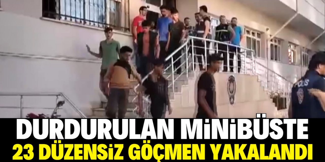 Konya'da durdurulan minibüste 23 düzensiz göçmen yakalandı