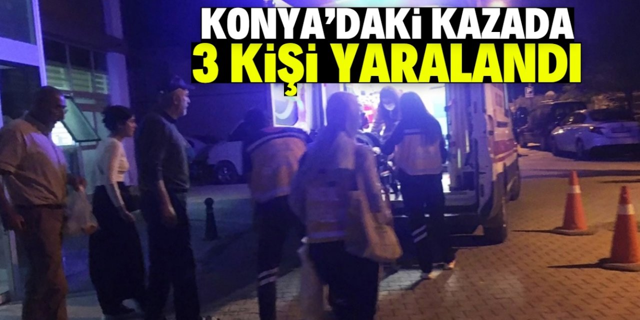 Konya'da şarampole devrilen otomobildeki 3 kişi yaralandı