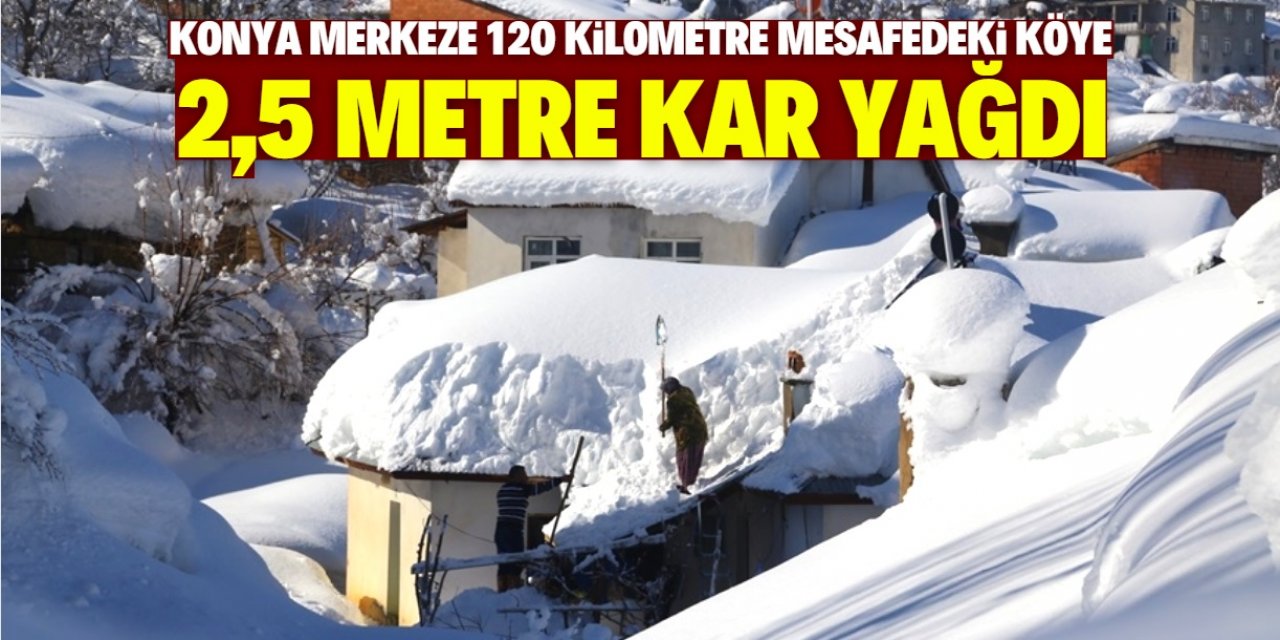 Konya'da bu köye tam 2,5 metre kar yağdı