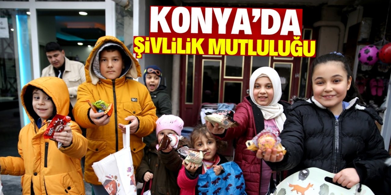 Konya'da çocuklar üç ayları 'şivlilik' geleneğiyle karşıladı