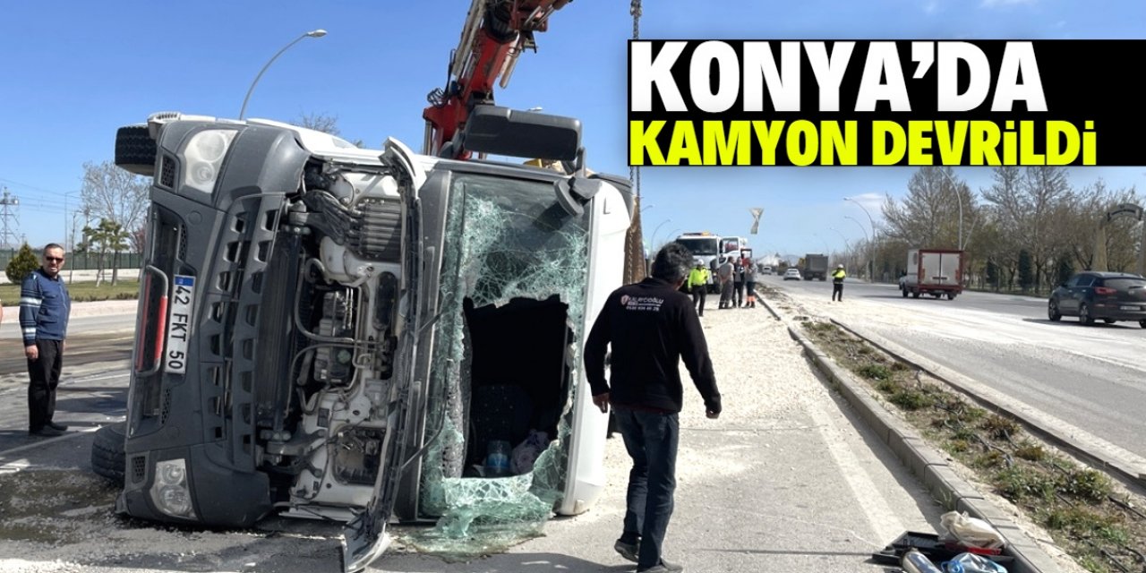 Konya-Ankara yolunda hafriyat yüklü kamyon devrildi
