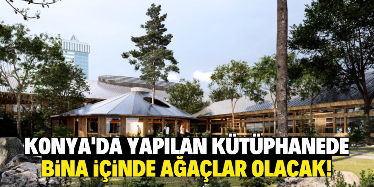 Konya'da yapılan kütüphanede bina içinde ağaçlar olacak! Mimarisi ağaçlara göre yapıldı