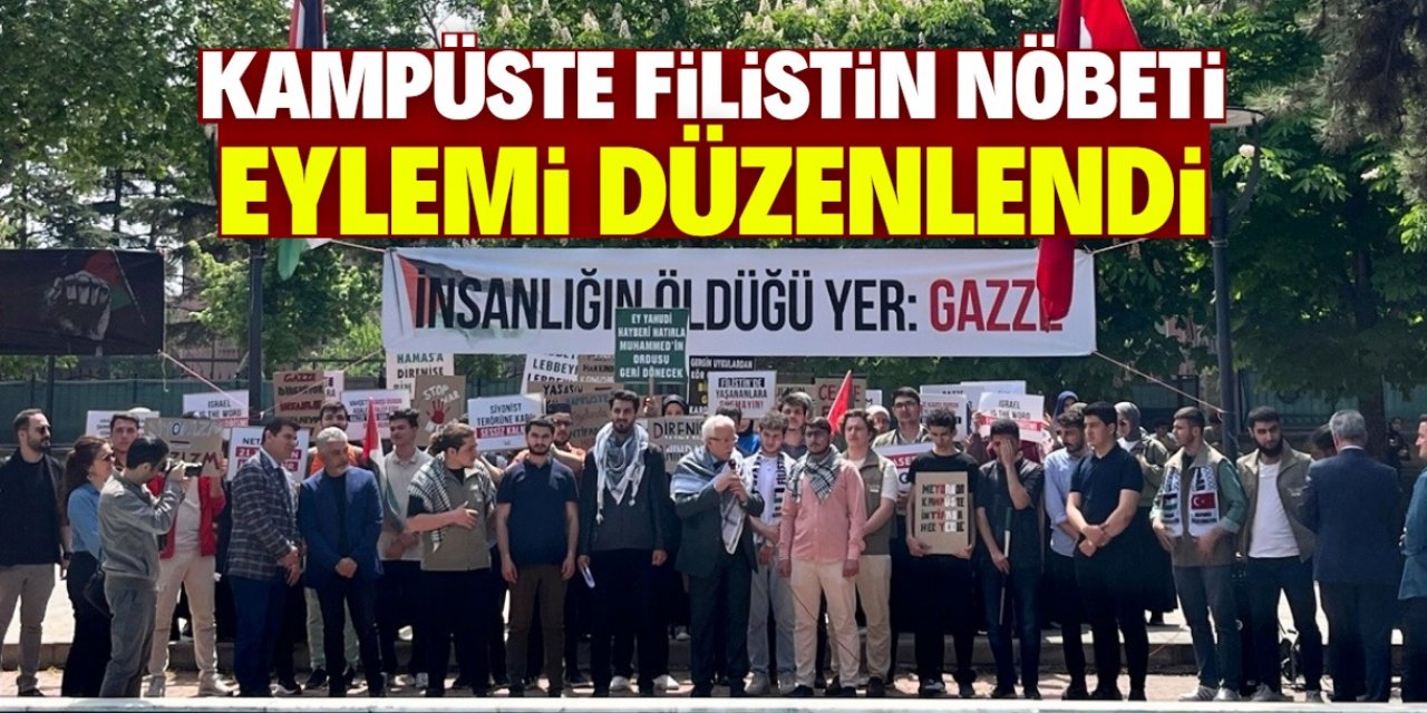 Konya'da üniversite öğrencileri "Kampüste Filistin Nöbeti" eylemi yaptı