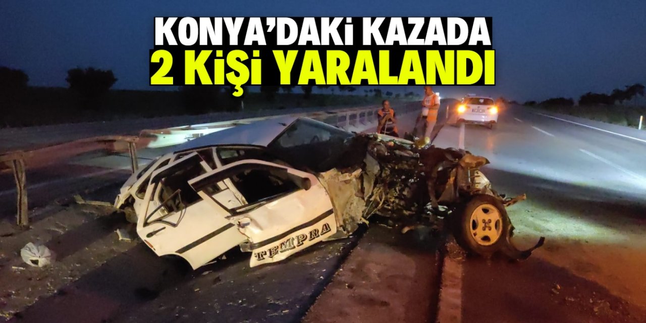 Konya'da bariyere çarpan otomobildeki 2 kişi yaralandı