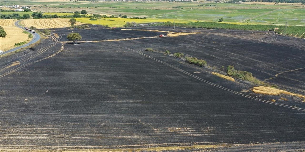 Biçerdöverin tutuşması sonucu 100 dekarlık buğday ekili alan yandıSen