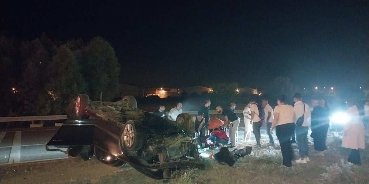 Otomobilin devrildiği  kazada 1 kişi yaralandı
