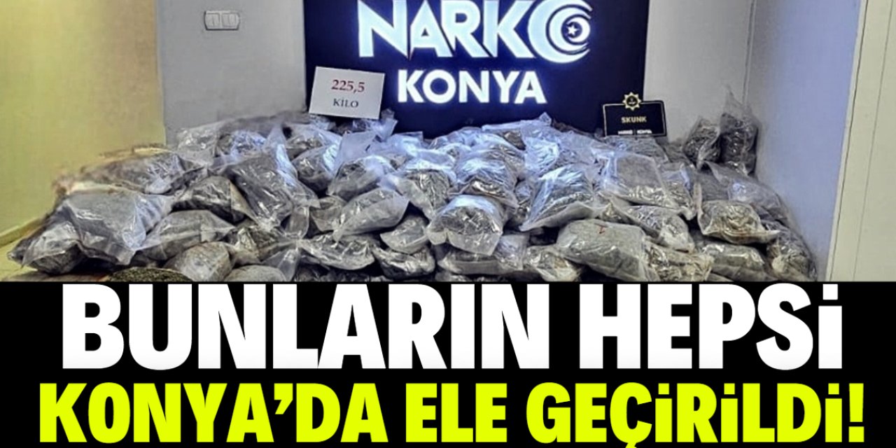 Konya'da bir araçta 225 kilo 500 gram uyuşturucu ele geçirildi