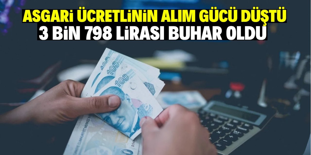 Asgari ücretlinin alım gücü düştü! 3 bin 798 lirası buhar oldu