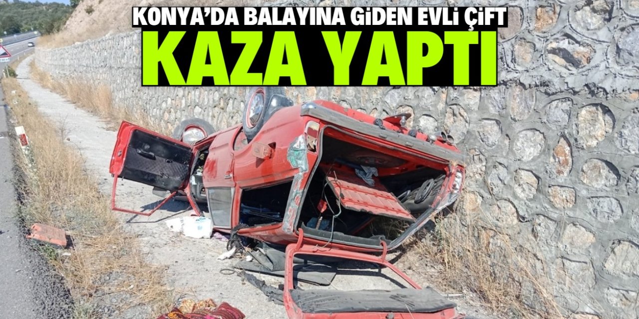 Konya'da balayına giden evli çift kaza yaptı