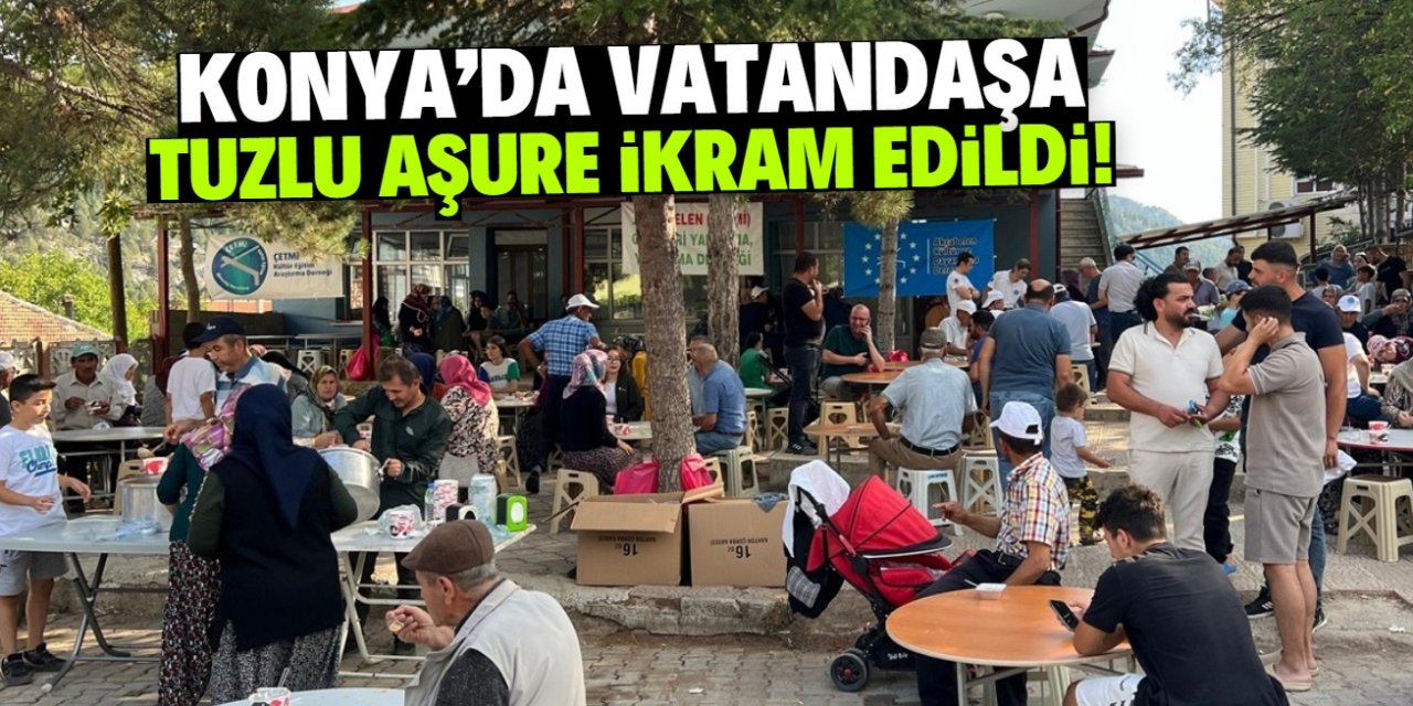 Konya'daki bu köyde vatandaşa tuzlu aşure ikram edildi