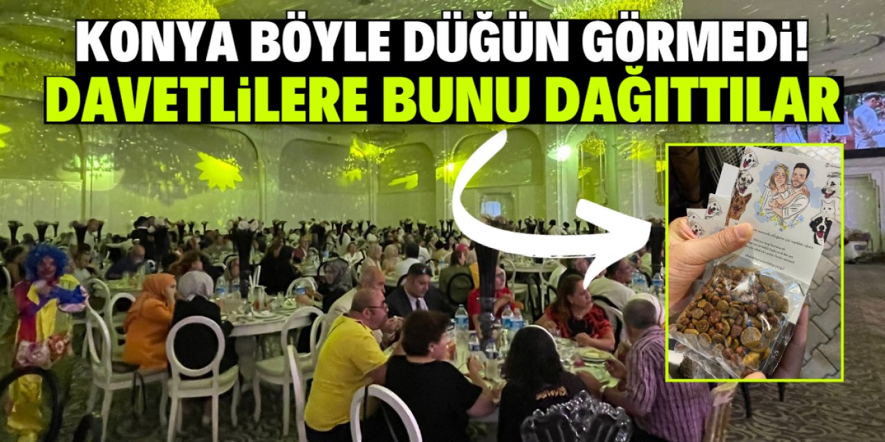 Konya daha önce böyle bir düğün görmedi! Şaşkına çeviren bir şey dağıttılar