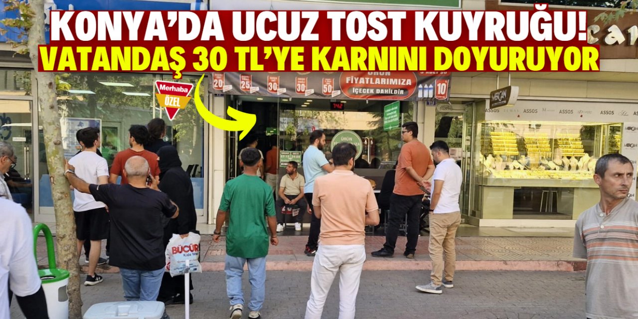 Konya'da ucuz tost kuyruğu! Yarım saatten fazla bekliyorlar