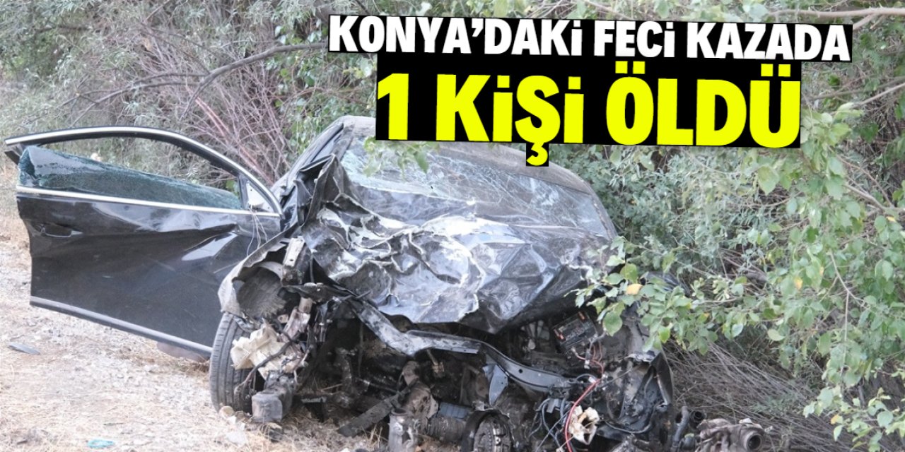 Konya'da şarampole devrilen otomobildeki 1 kişi öldü, 1 kişi yaralandı