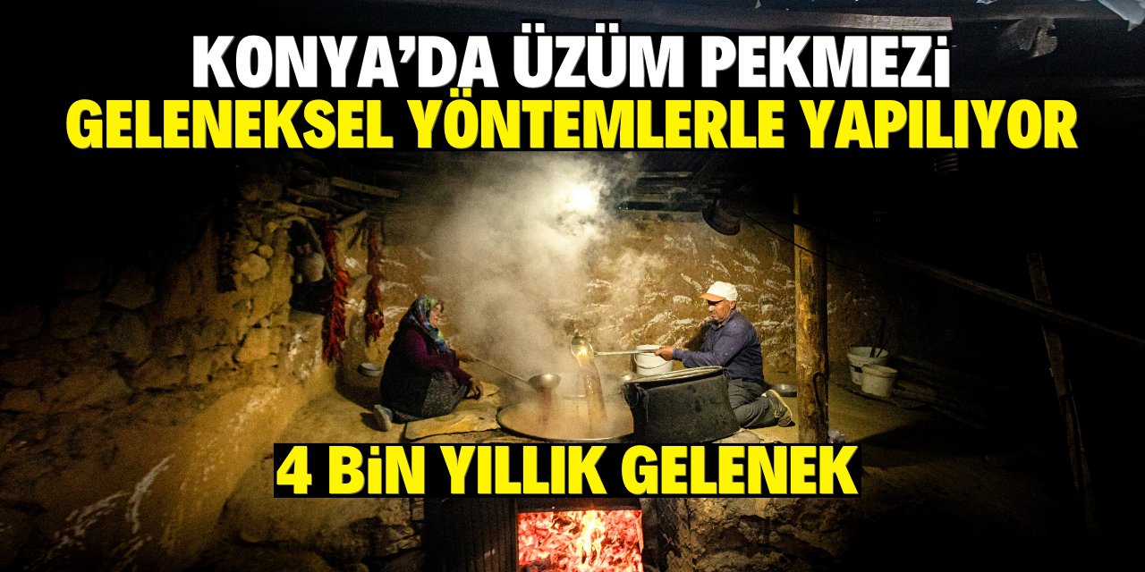 Konya'da 4 bin yıllık gelenekle pekmez yapılıyor