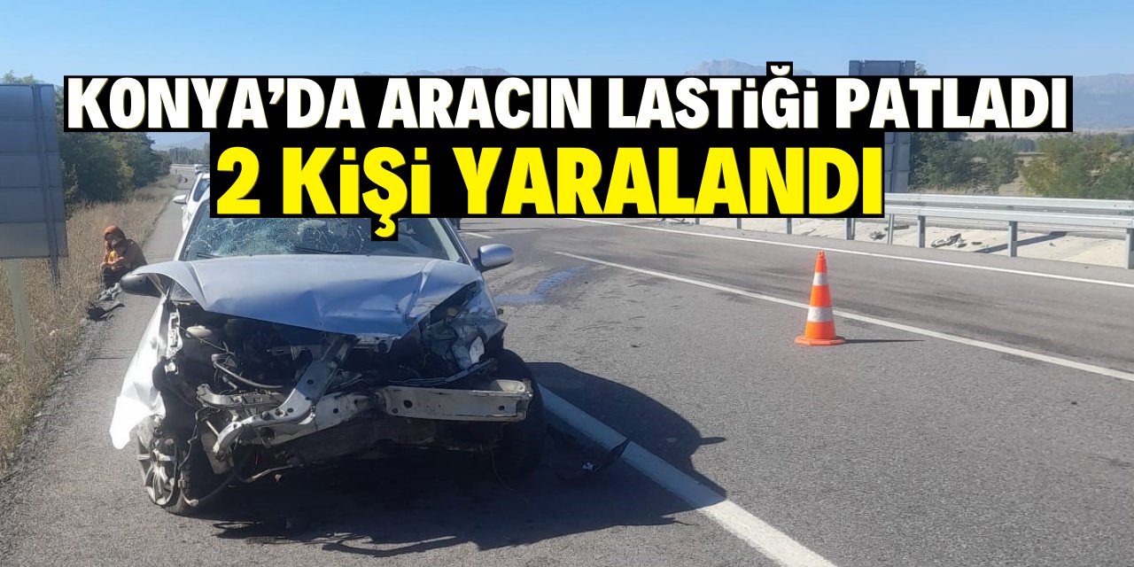 Seydişehir'de lastiği patlayan otomobildeki 2 kişi yaralandı