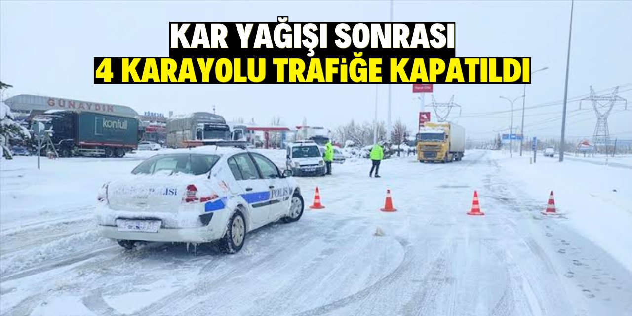 Konya’da kar yağışı sonrası yollar kapandı