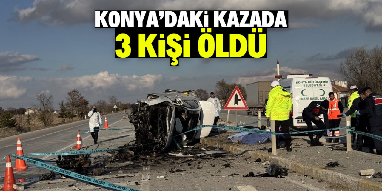 Konya'da refüje çarparak devrilen otomobildeki 3 kişi öldü