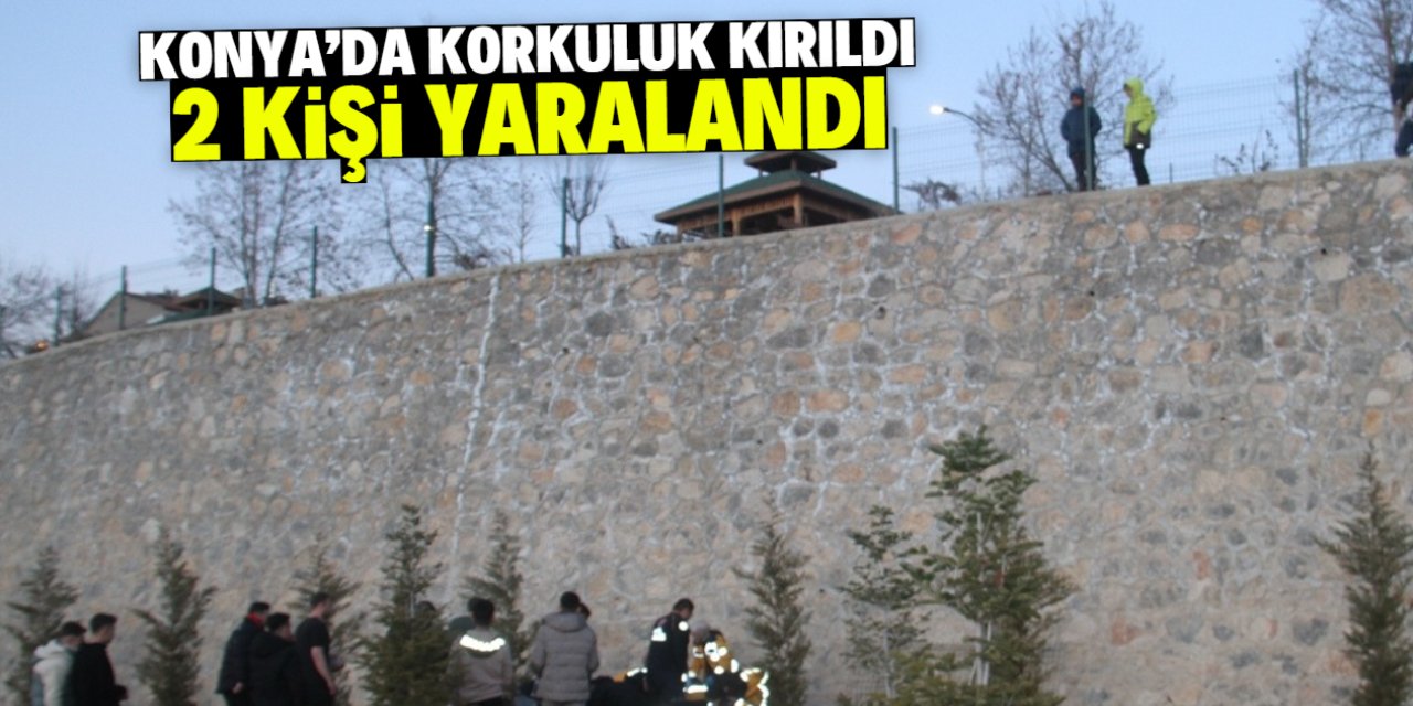 Konya'da yaslandıkları korkuluğun kırılmasıyla yüksekten düşen 2 kişi yaralandı