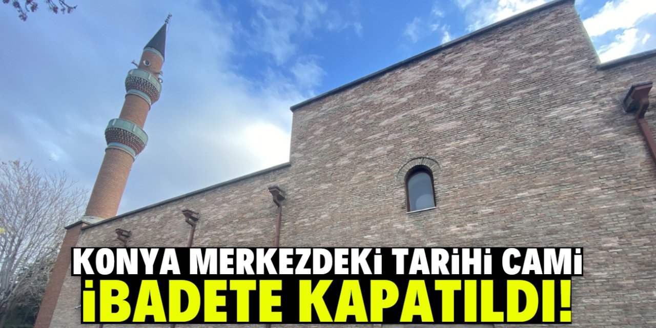 Konya merkezdeki tarihi cami ibadete kapatıldı! Halı detayı
