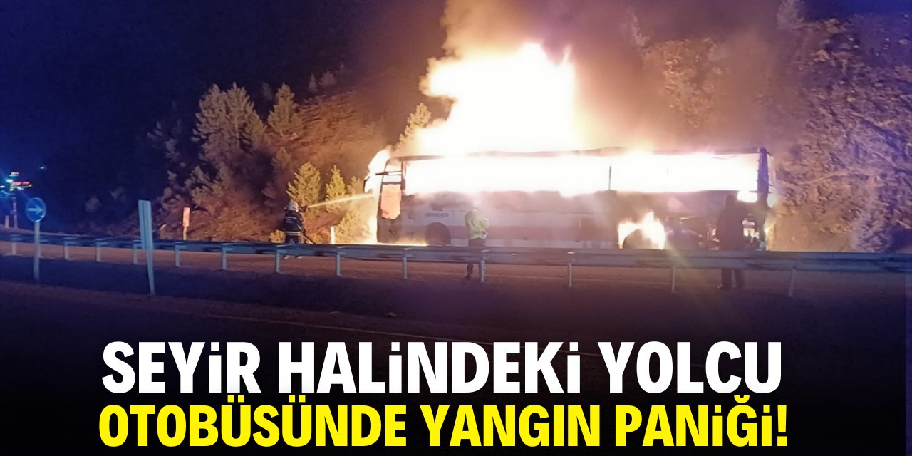Konya'da seyir halindeki yolcu otobüsü cayır cayır yandı