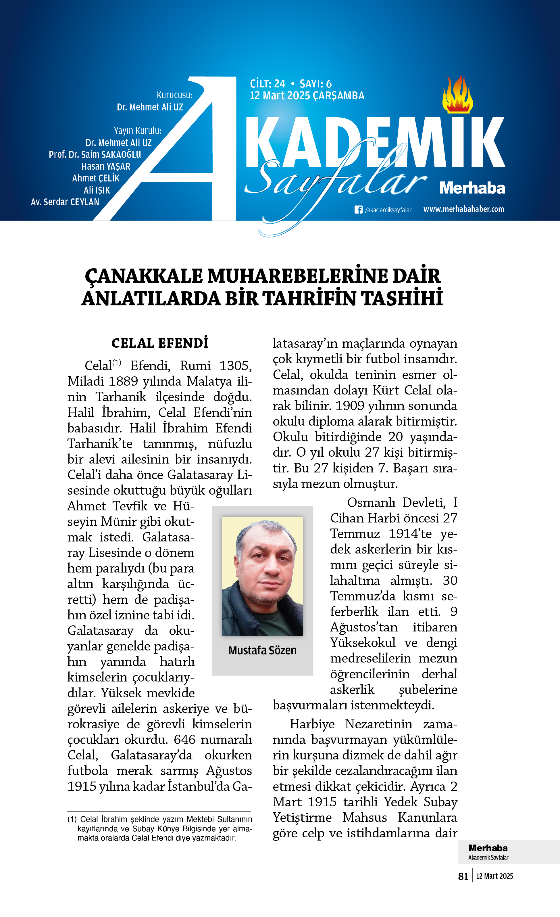 Cilt-24, Sayı-6, 12 Mart 2025