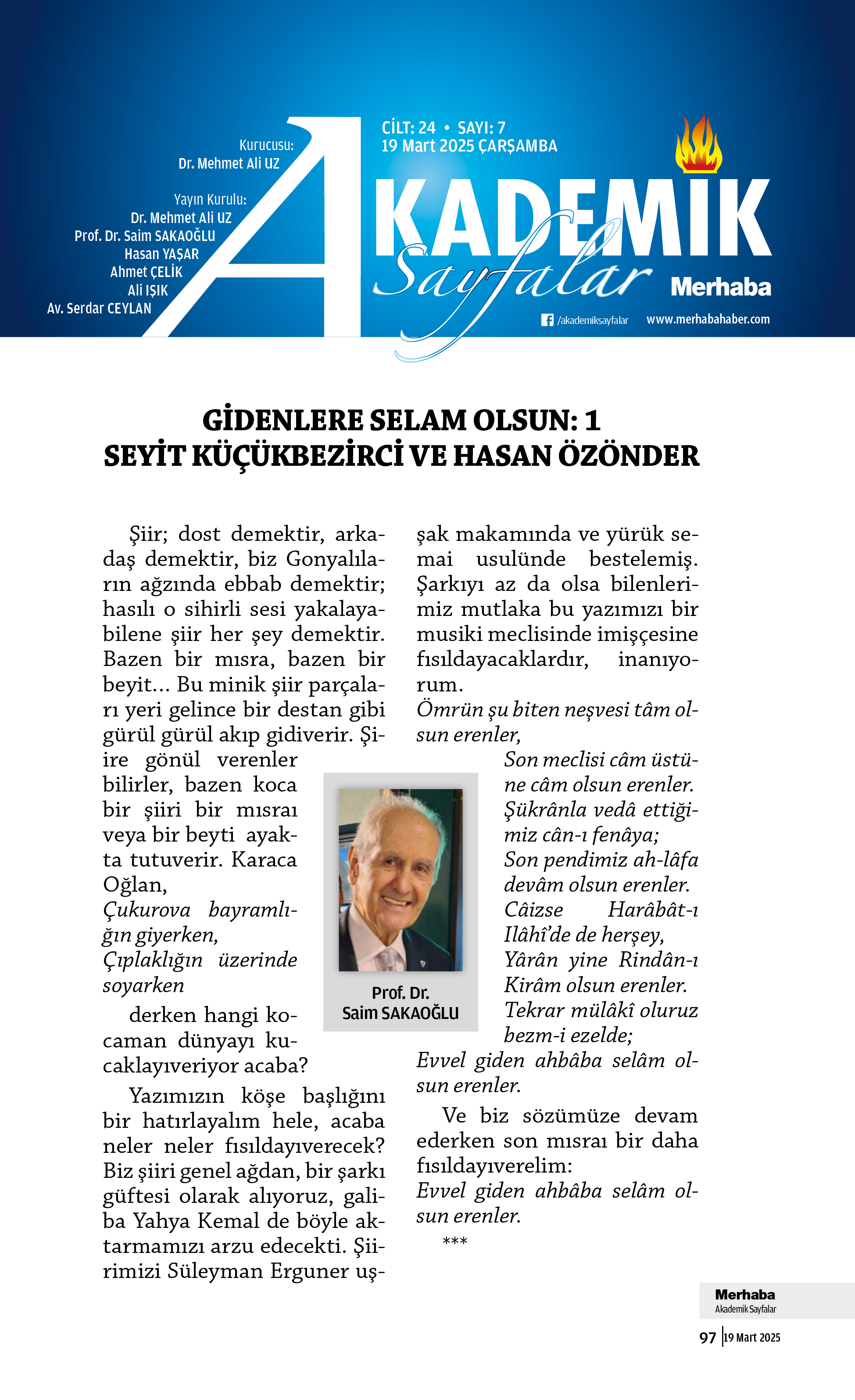 Cilt-24, Sayı-7, 19 Mart 2025