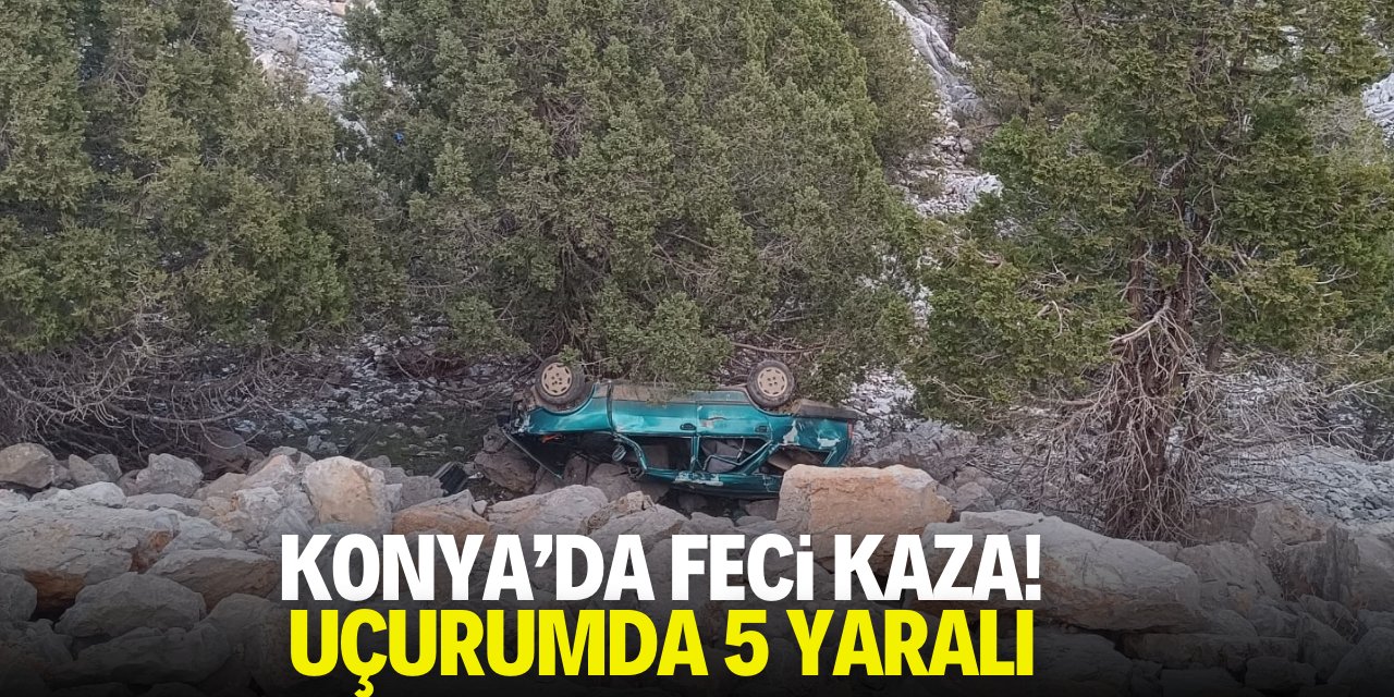 Konya'da feci kaza! Uçurumda 5 yaralı