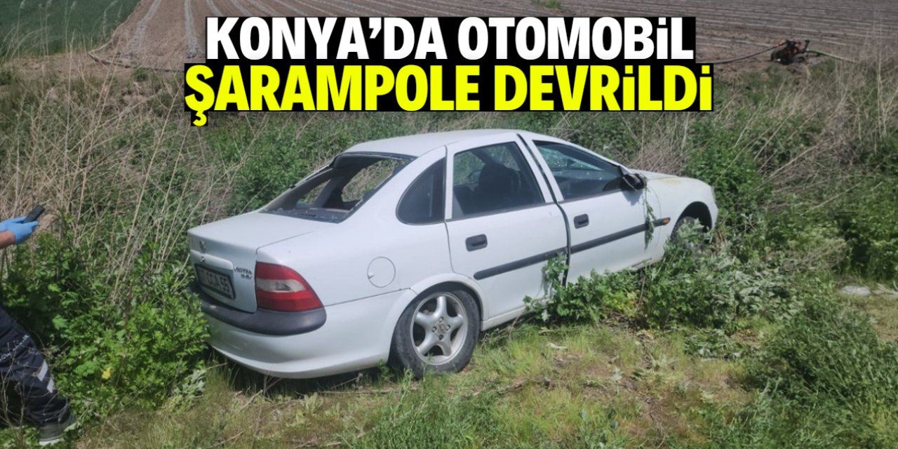 Konya'da şarampole devrilen otomobildeki 2 kişi yaralandı