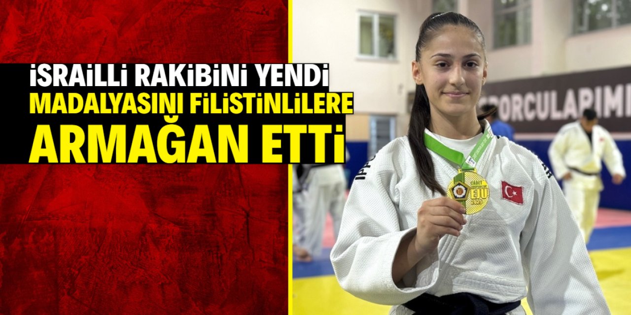 Konyalı genç, İsrailli rakibini yenip madalyasını Filistinlilere armağan etti