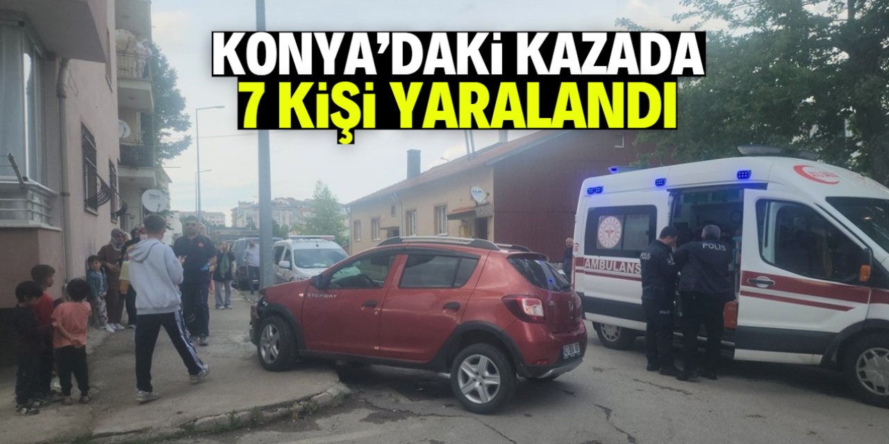 Konya'da iki otomobilin çarpıştığı kazada 7 kişi yaralandı