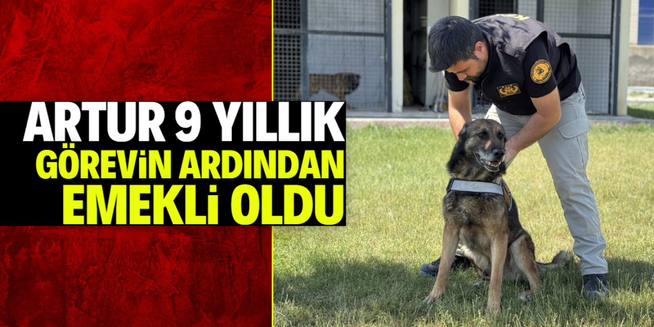 Konya Emniyet Müdürlüğü'nde görevli bomba arama köpeği 'Artur 'emekli oldu
