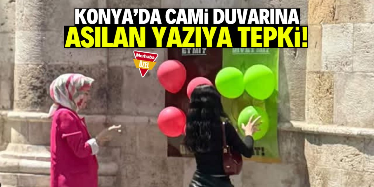 Konya'da Kurban Bayramı öncesi cami duvarına asılan yazı tepkilere neden oldu!