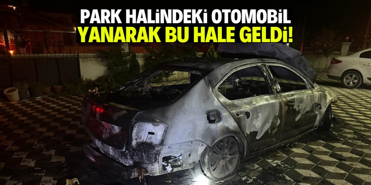 Konya'da park halindeki otomobil yandı