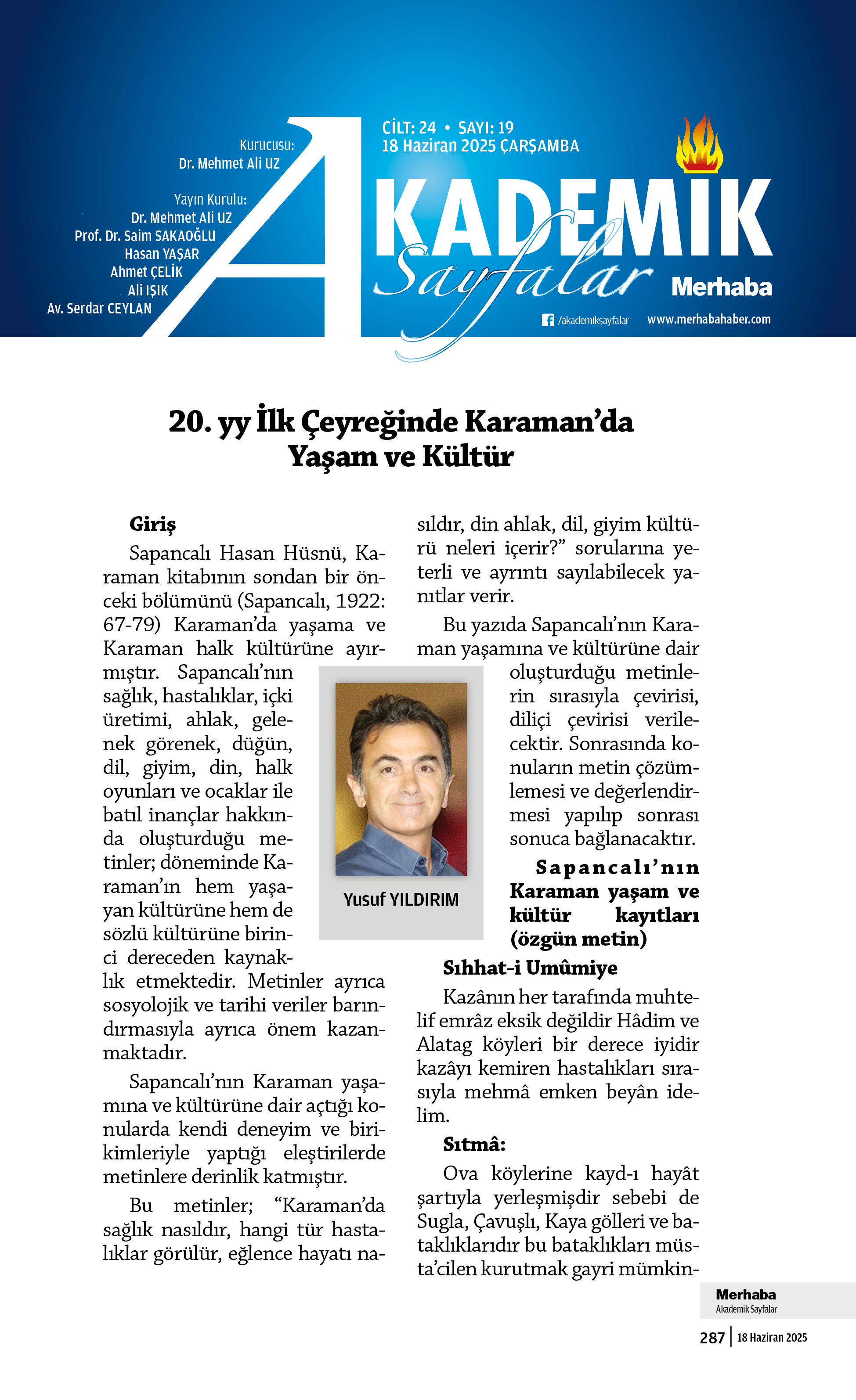 Cilt-24, Sayı-19 18 Haziran 2025