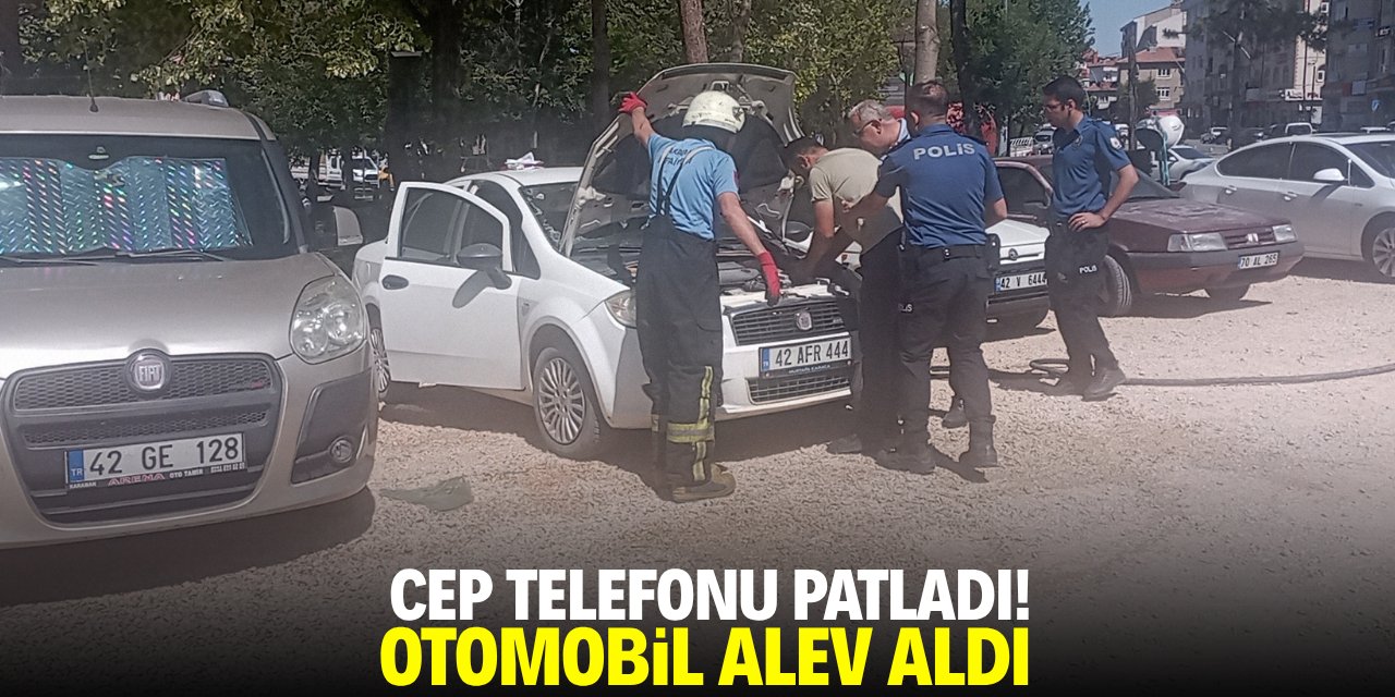 Cep telefonu patladı! Otomobil alev aldı