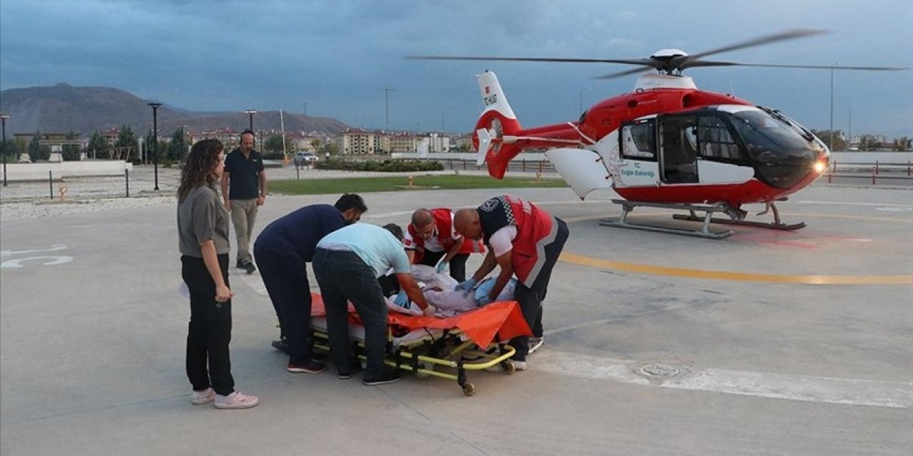 Konya'da hava ambulansı ile hastaneye yetiştirildi