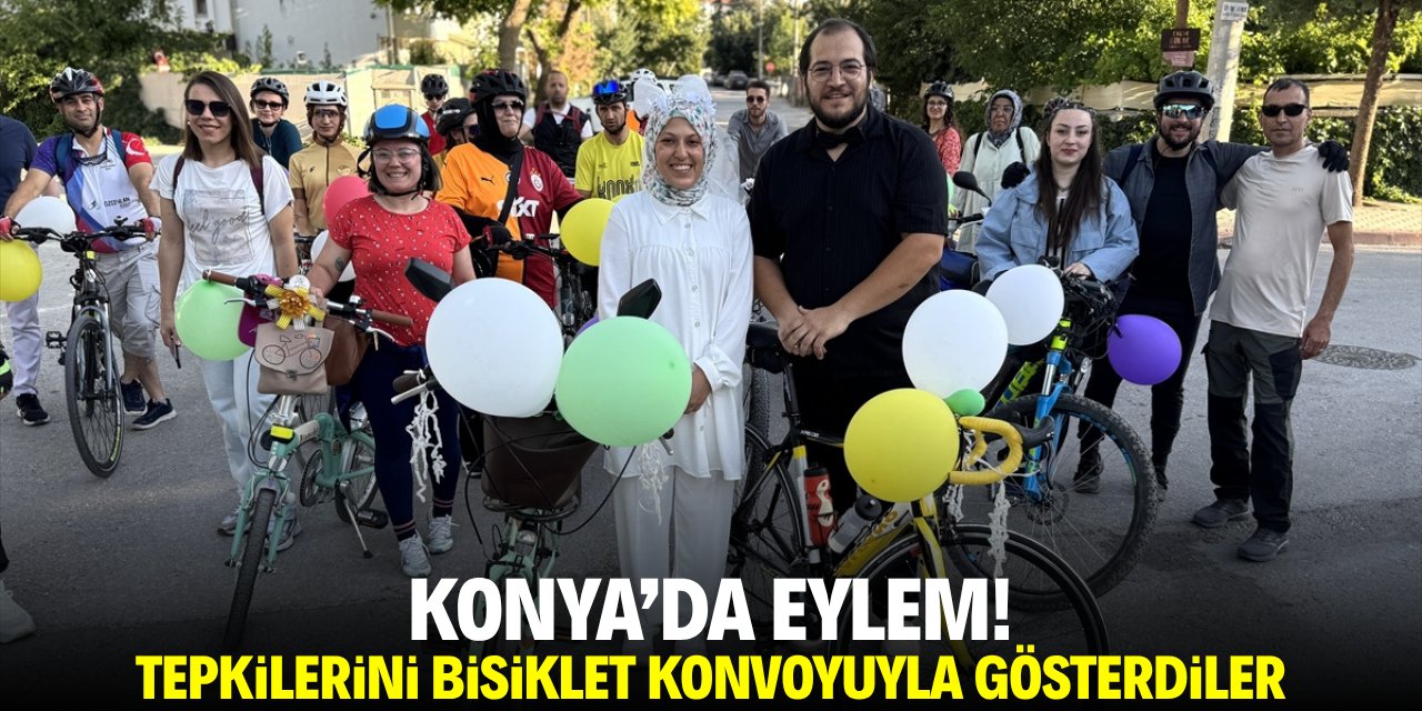 Konya'da eylem! Tepkilerini bisiklet konvoyuyla gösterdiler