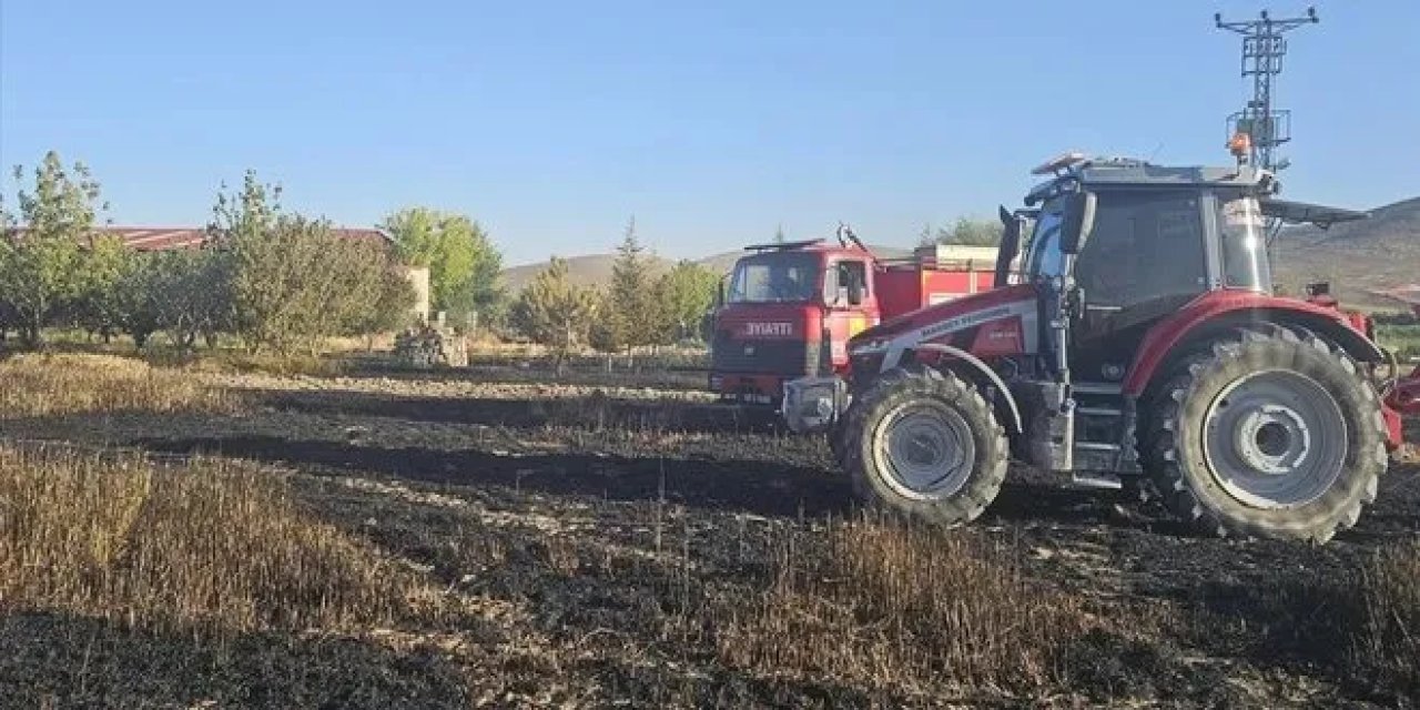 Konya'da tarım arazisinde çıkan yangın mahallelinin dayanışmasıyla söndürüldü