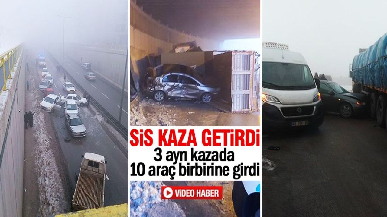 Buzlu yollarda araçlar birbirine girdi