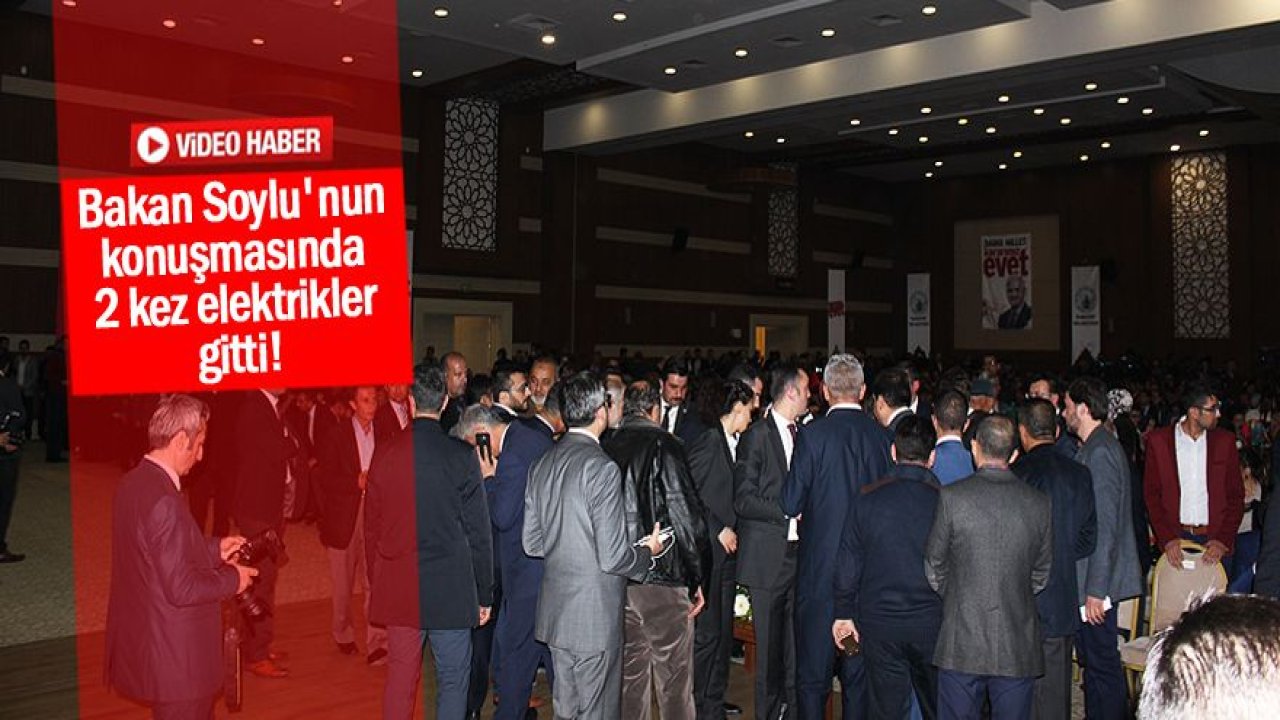 Bakan Soylu'nun konuşmasında elektrikler kesildi