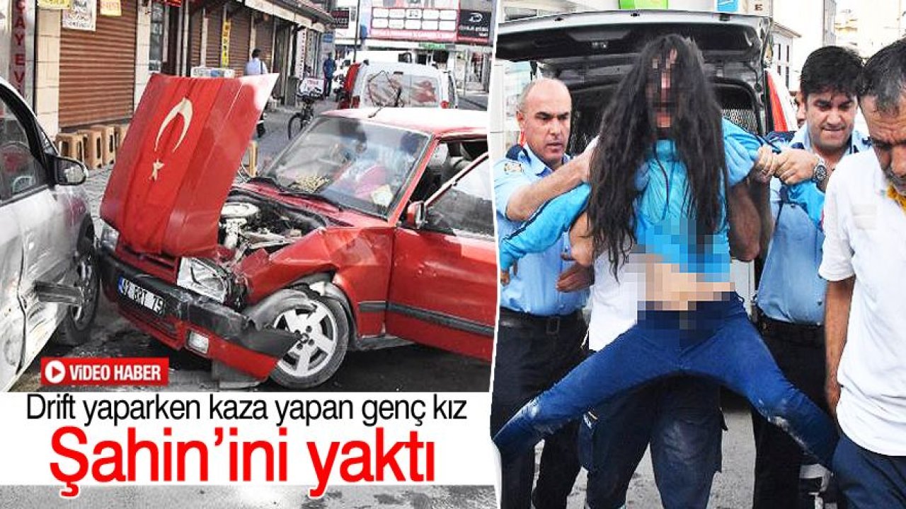 Genç kız drift yaparken kaza yaptı, kriz geçirdi