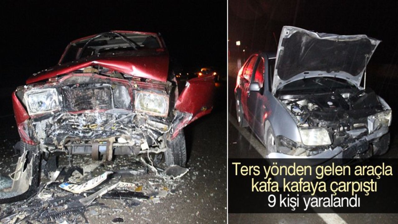 İki otomobil kafa kafaya çarpıştı: 9 yaralı