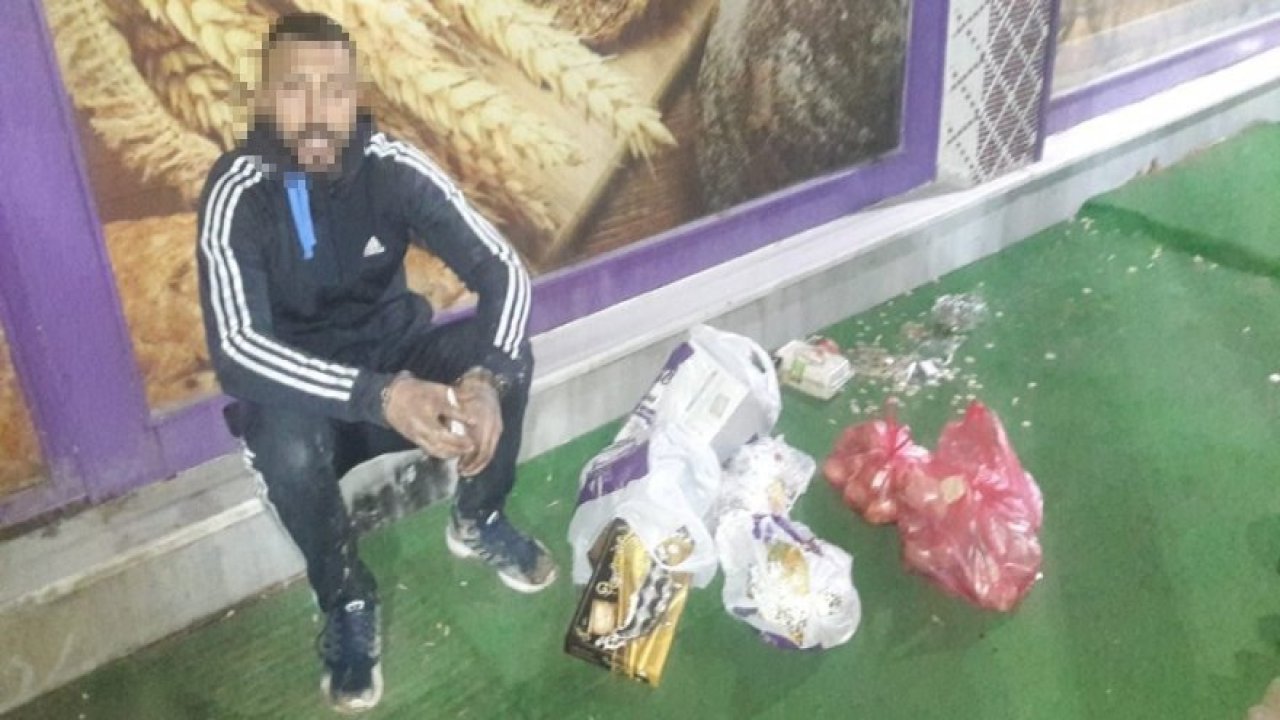 Kapıyı kırıp tatlı ve bozuk para çalan hırsız iş yeri çalışanlarınca yakalandı