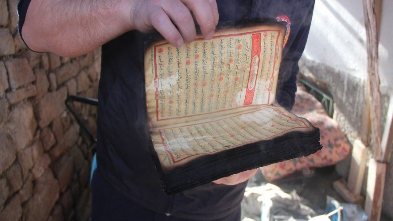 Küle dönen evde sadece Kur'an-ı Kerim yanmadı