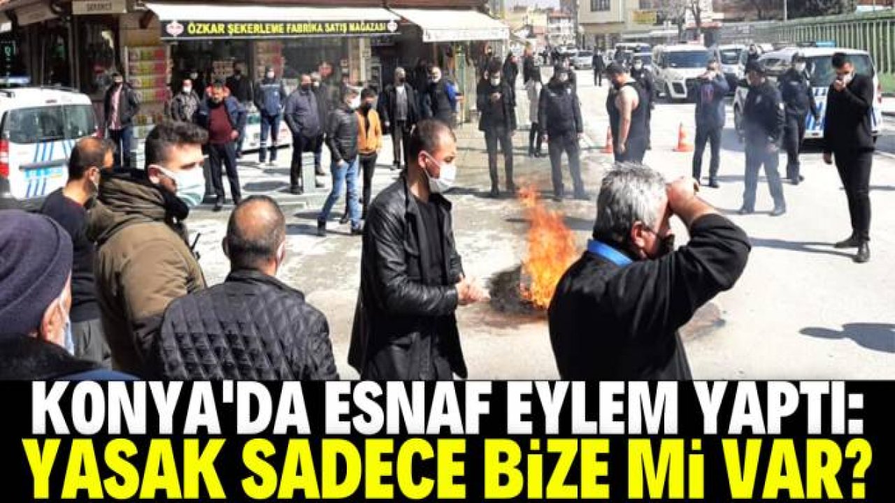 Konya'da lokantacı esnafı masa ve sandalye yakarak eylem yaptı