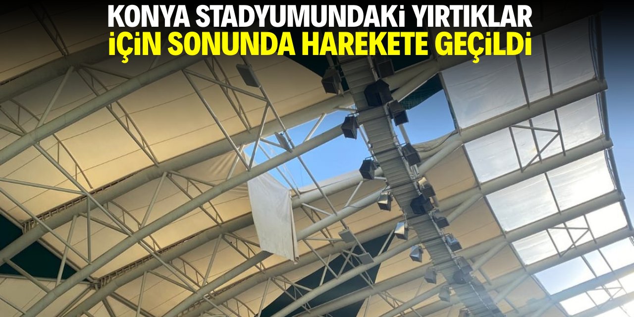 Konya stadyumundaki yırtıklar milli maça yetişecek