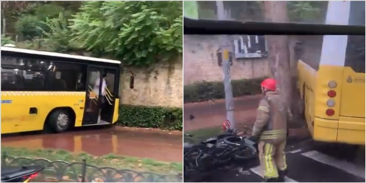 Beşiktaş'ta İETT otobüsünün taksiye ve motosiklete çarptığı kazada 1 kişi yaralandı